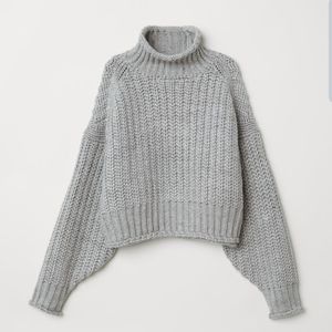 H&M Gray Ribbed Turtleneck Sweater